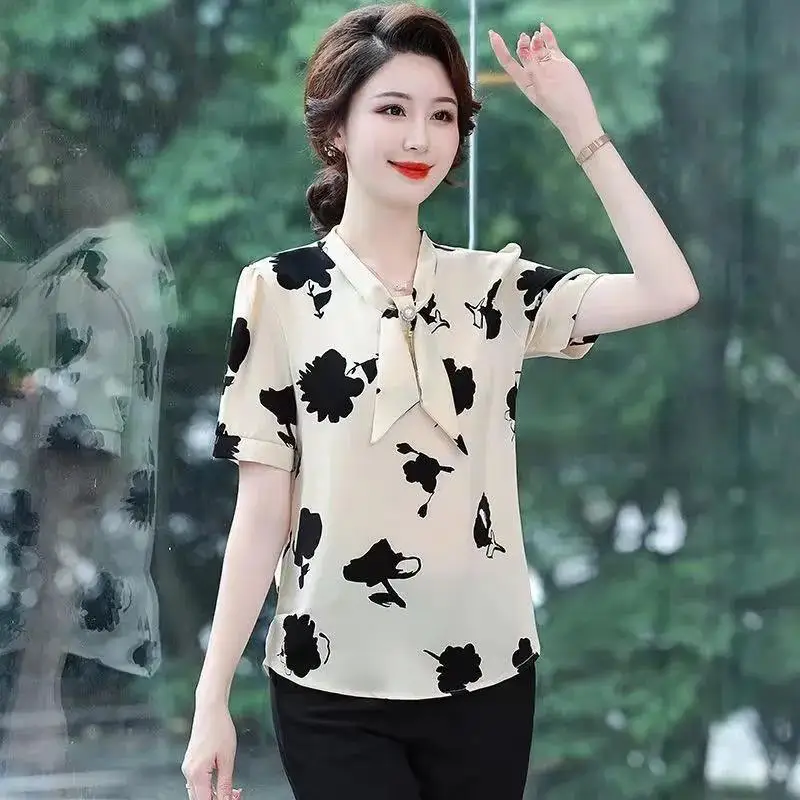 Casual blouse 2023 short-sleeved chiffon shirt Women summer mother fashion lady old age reducing foreign style blouse female
Casual blouse 2023 short-sleeved chiffon shirt Women summer mother fashion lady old age reducing foreign style blouse female