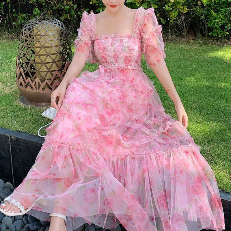 2023 New French Floral Pink Square Collar Slim Fairy Dress Aestethic Summer Party Beach Dress Elegant Long Dresses Woman Clothes
2023 New French Floral Pink Square Collar Slim Fairy Dress Aestethic Summer Party Beach Dress Elegant Long Dresses Woman Clothes