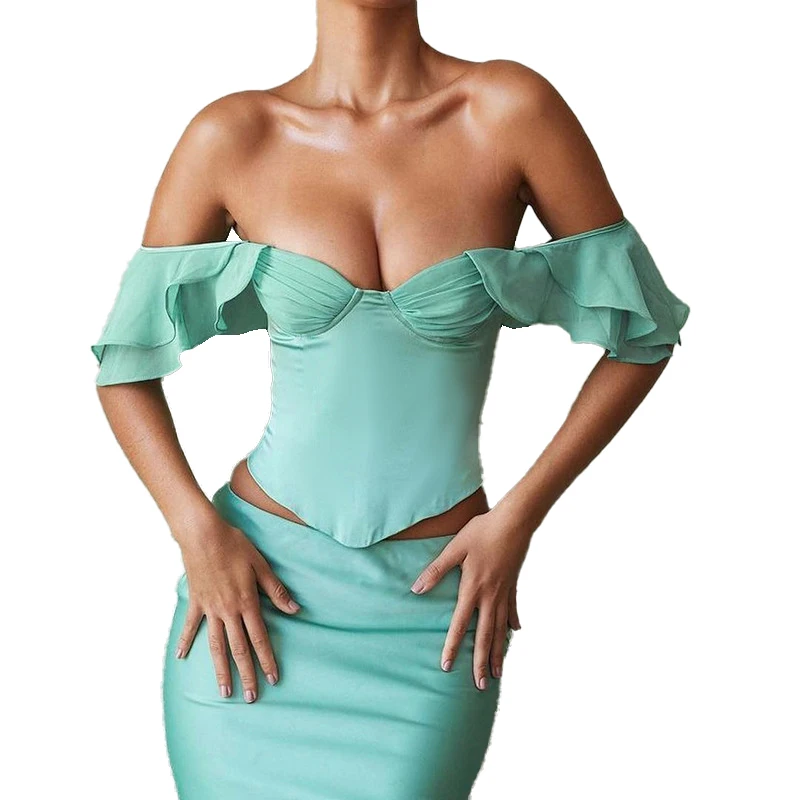 Ruffles Short Tops Summer Women Off Shoulder Chiffon Crop Top Elegant Sexy Hot Girl Backless Asymmetrical T Shirt Tees
Ruffles Short Tops Summer Women Off Shoulder Chiffon Crop Top Elegant Sexy Hot Girl Backless Asymmetrical T Shirt Tees