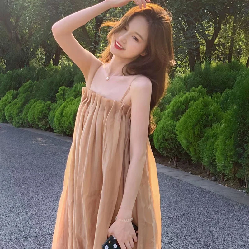 Women's Summer Dress Tourism Holiday Loose Suspender Dresses Solid Color Pleat Beach Strapless Sundress A-Line Maxi Dress New
Women's Summer Dress Tourism Holiday Loose Suspender Dresses Solid Color Pleat Beach Strapless Sundress A-Line Maxi Dress New
