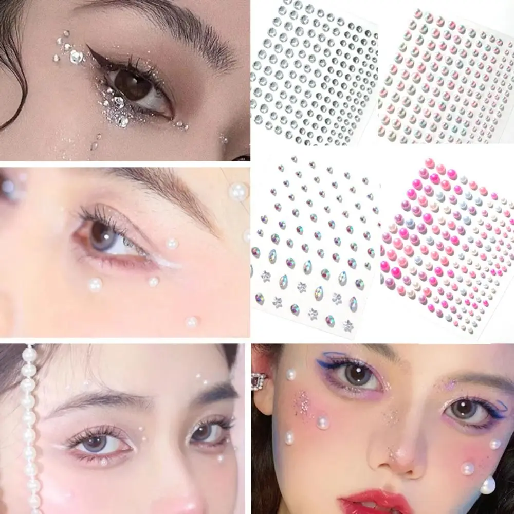 

Tattoo Eyes Shadow Crystal DIY Pearls Rhinestone Stickers Face Body Colored Diamonds Jewelry Stickers Eyeliner Diamond Decals
