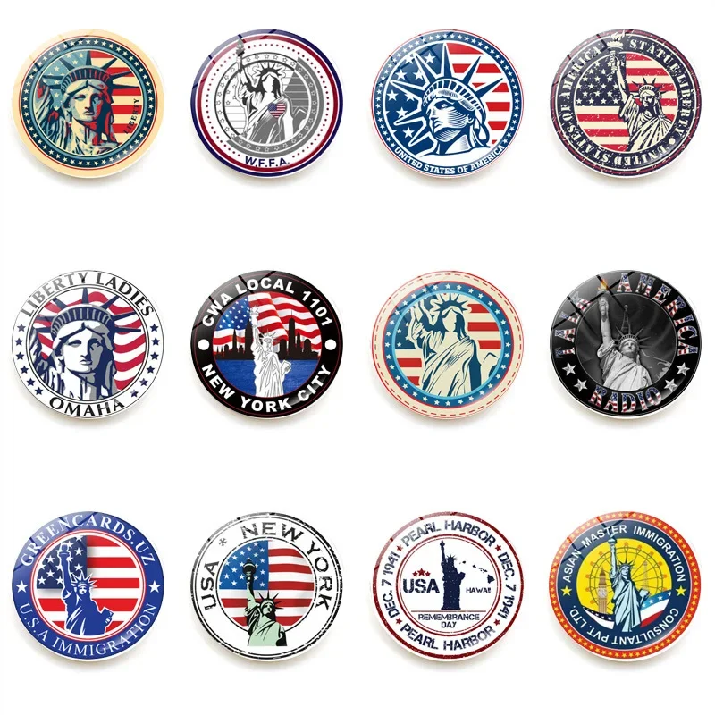 

Diameter 25mm Glass Fridge Magnets America Statue Of Liberty Fridge Stickers United States Travelling Souvenirs Wedding Gifts