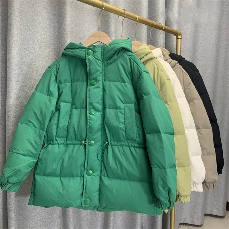 Medium and long down jacket women's 2023 new winter thickened hood warm 90% white duck down high-quality black yellow coat
Medium and long down jacket women's 2023 new winter thickened hood warm 90% white duck down high-quality black yellow coat