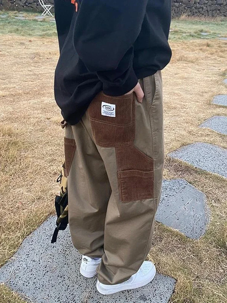 

Брюки-карго Женские винтажные в стиле Харадзюку, свободные штаны в стиле пэчворк, в стиле хип-хоп, уличная одежда в японском стиле, джоггеры