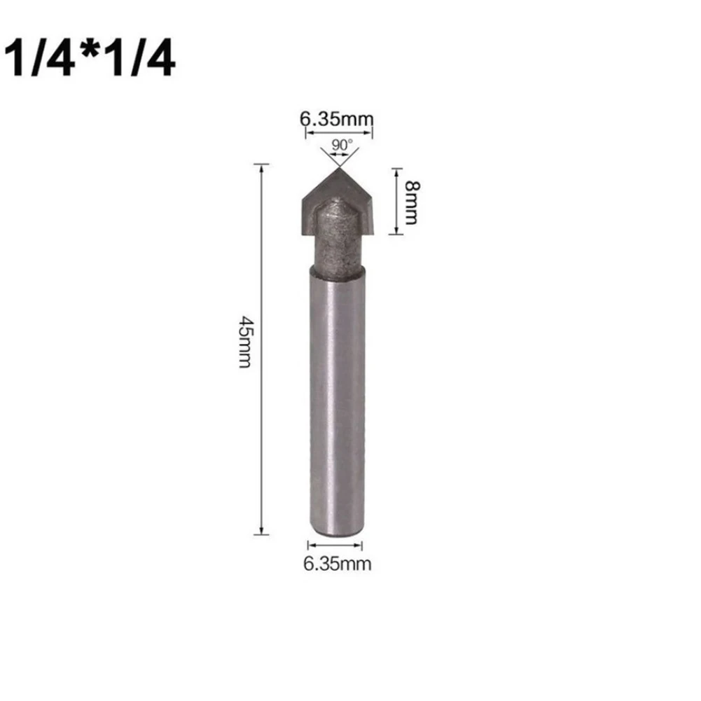 Drill Bit Router Bits Engraving High Strength 1/4inch 6.35mm 1PCS 42-53mm 90 Degree Shank Solid Hardened Steel
Drill Bit Router Bits Engraving High Strength 1/4inch 6.35mm 1PCS 42-53mm 90 Degree Shank Solid Hardened Steel