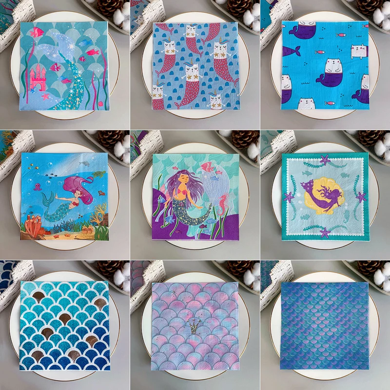 20Pcs/Pack Cute Mermaid Decoupage Paper Napkins Kawaii Pink Princess Paper Tissues for Girls Birthday Party Table Decorations
20Pcs/Pack Cute Mermaid Decoupage Paper Napkins Kawaii Pink Princess Paper Tissues for Girls Birthday Party Table Decorations