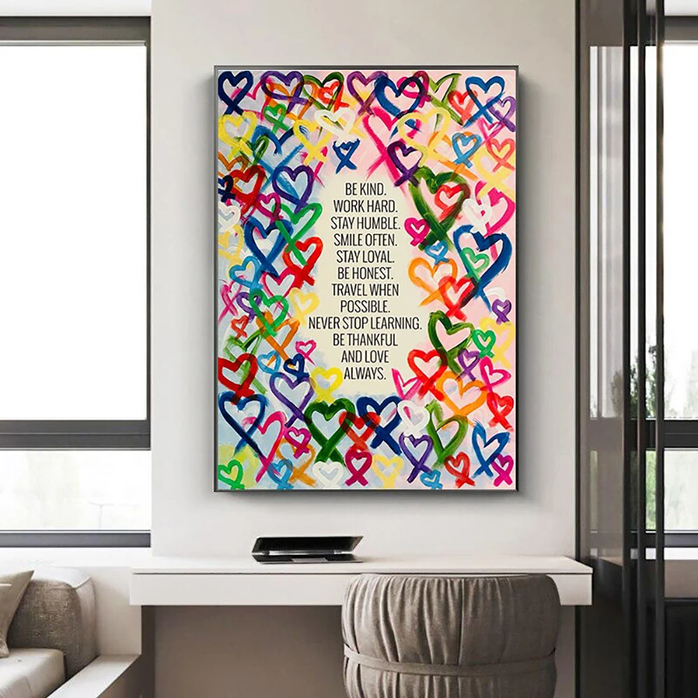 Modern Be Kind and Love Always Canvas Painting Colorful Posters and Prints Wall Art Pictures for Living Room Wall Decor Cuadros
Modern Be Kind and Love Always Canvas Painting Colorful Posters and Prints Wall Art Pictures for Living Room Wall Decor Cuadros