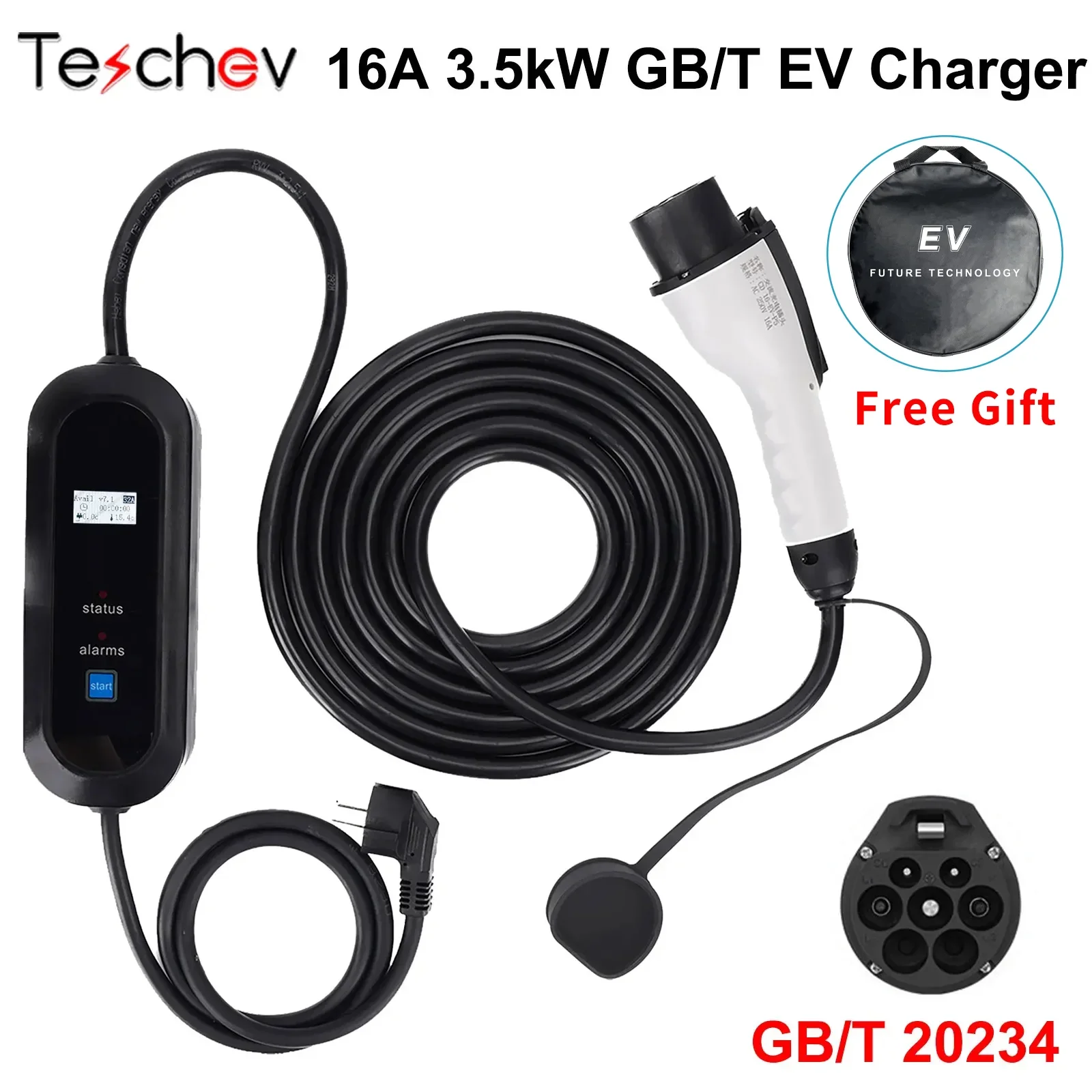Teschev New GBT Type 1 Type 2 Car Charger 16A Protable EV Charger with 3.5M 5M Cable Current Adjustable Car Charging Station
Teschev New GBT Type 1 Type 2 Car Charger 16A Protable EV Charger with 3.5M 5M Cable Current Adjustable Car Charging Station