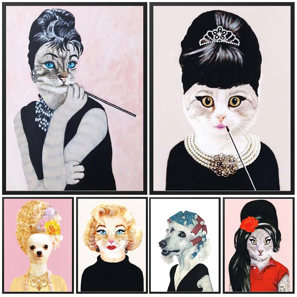 Funny Portrait Animal Cartoon Cat Dog Modern Poster Prints Wall Pictures For Living Room Wall Art Canvas Painting Unframed
Funny Portrait Animal Cartoon Cat Dog Modern Poster Prints Wall Pictures For Living Room Wall Art Canvas Painting Unframed