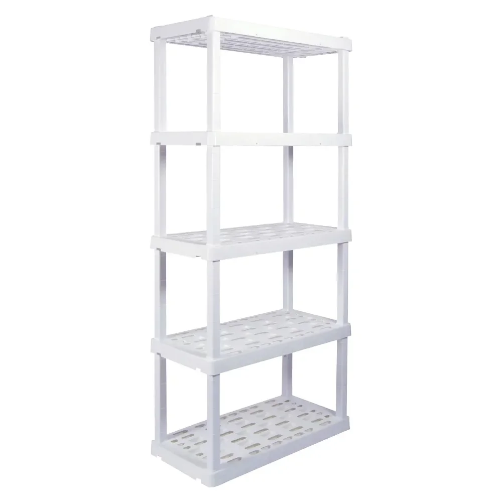 

Hyper Tough 74" H X 18" D X 36" W 5 Shelf Plastic Garage Shelves, Storage Shelving, White 750 Lbs Capacity, Storage Organization