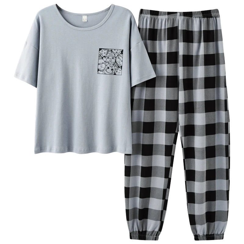 Summer Pajamas Set Women Comfortable Cotton Colorful Short Sleeve Tops With Long Trousers Ladies Pj Home Suit
Summer Pajamas Set Women Comfortable Cotton Colorful Short Sleeve Tops With Long Trousers Ladies Pj Home Suit