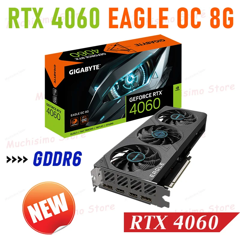 

Gigabyte RTX 4060 EAGLE OC 8G GDDR6 GPU RTX 4060 Graphics Card Desktop GeForce RTX 4060 Video Card Support Intel AMD CPU 128bit