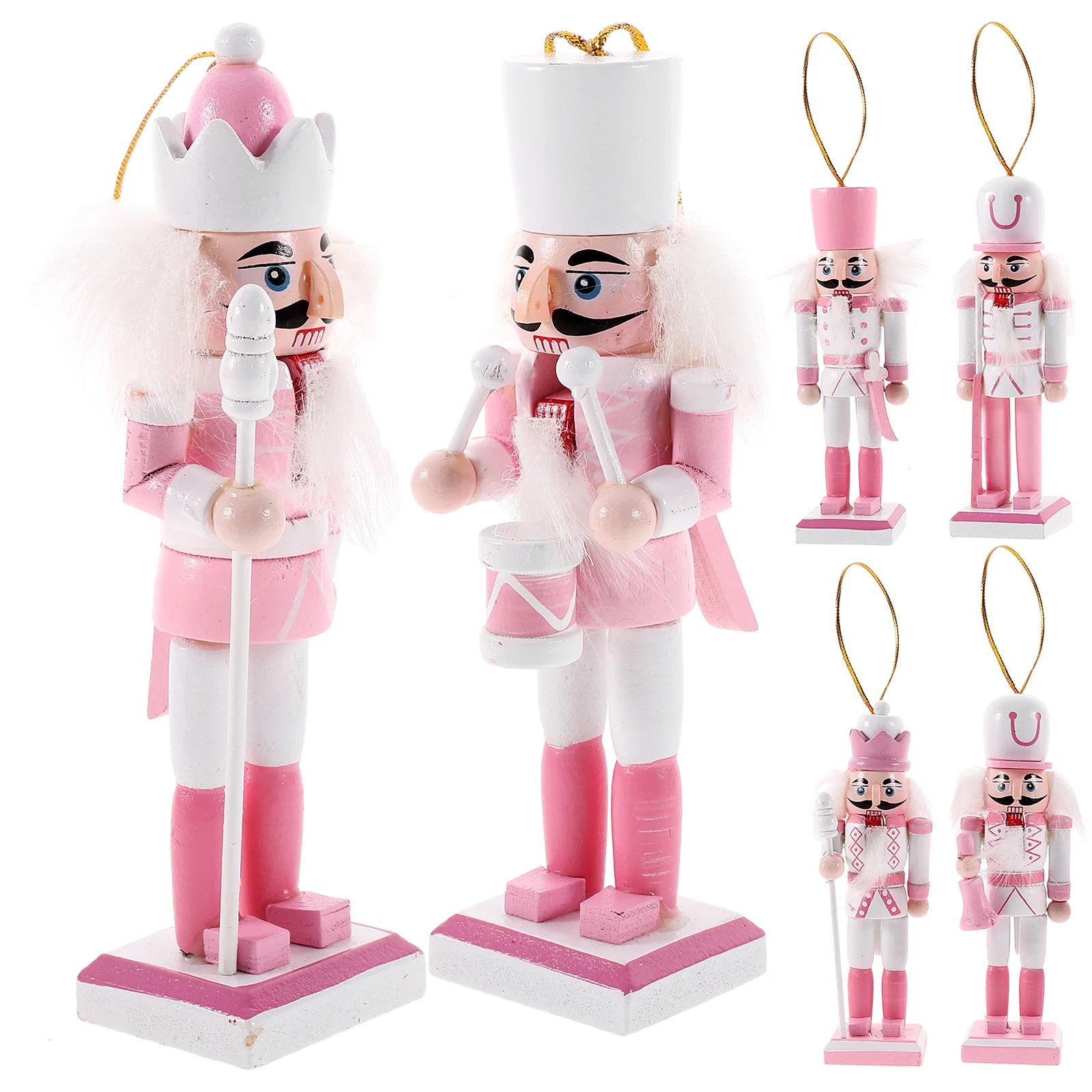 

4/5/6pcs 13cm Mini Nutcracker Soldier Puppet Doll Figurines Wooden Hanging Pendants Christmas New Year Decoration