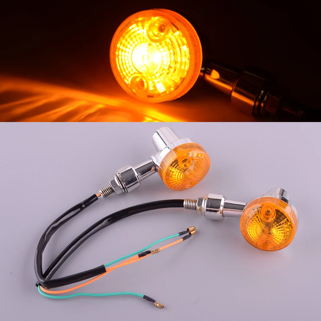 Waterproof 2Pcs 12V 10mm 2 Wires Universal Motorcycle Turn Signal Light Lamp Amber Blinker Indicator
Waterproof 2Pcs 12V 10mm 2 Wires Universal Motorcycle Turn Signal Light Lamp Amber Blinker Indicator