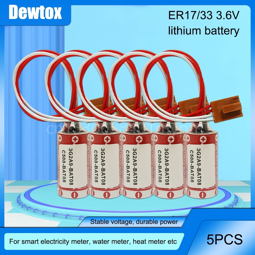 5pcs Original NEW Batteries ER17/33 3.6V 17330 C500-BAT08 3G2A9-BAT08 PLC Battery With Plug
5pcs Original NEW Batteries ER17/33 3.6V 17330 C500-BAT08 3G2A9-BAT08 PLC Battery With Plug