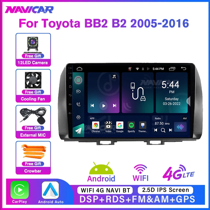 

NAVICAR 2 Din Android 10 автомобильное радио для Toyota BB2 B2 2005-2016 Carplay GPS навигация Сенсорный экран 8 ядер 8G + 128G автомобильное радио