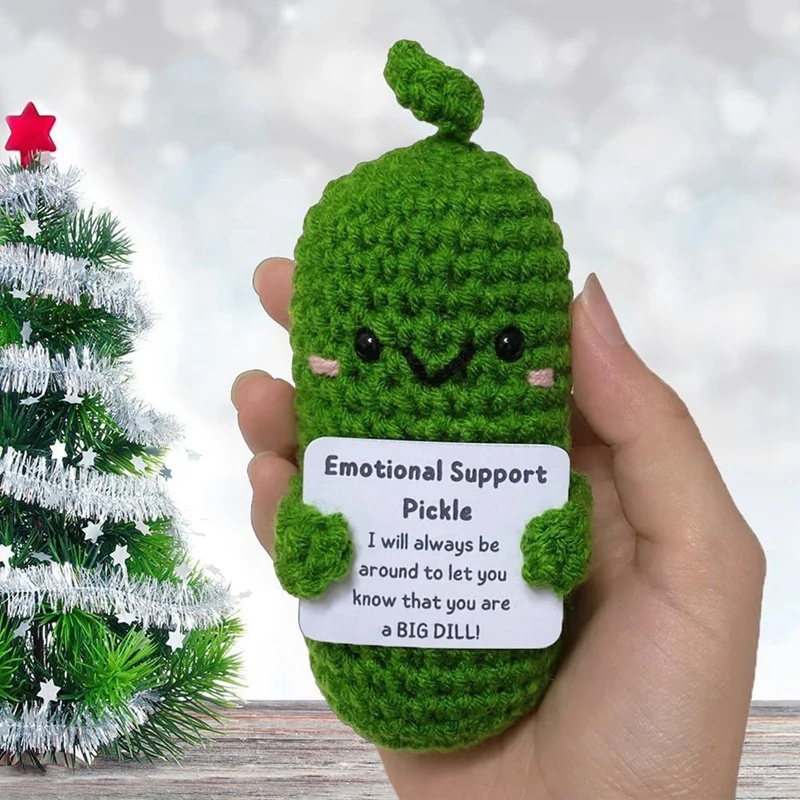 

Handmade Emotional Support Pickled Cucumber Gift,Emotional Support Pickled Cucumber Knitting Doll,Cute Crochet