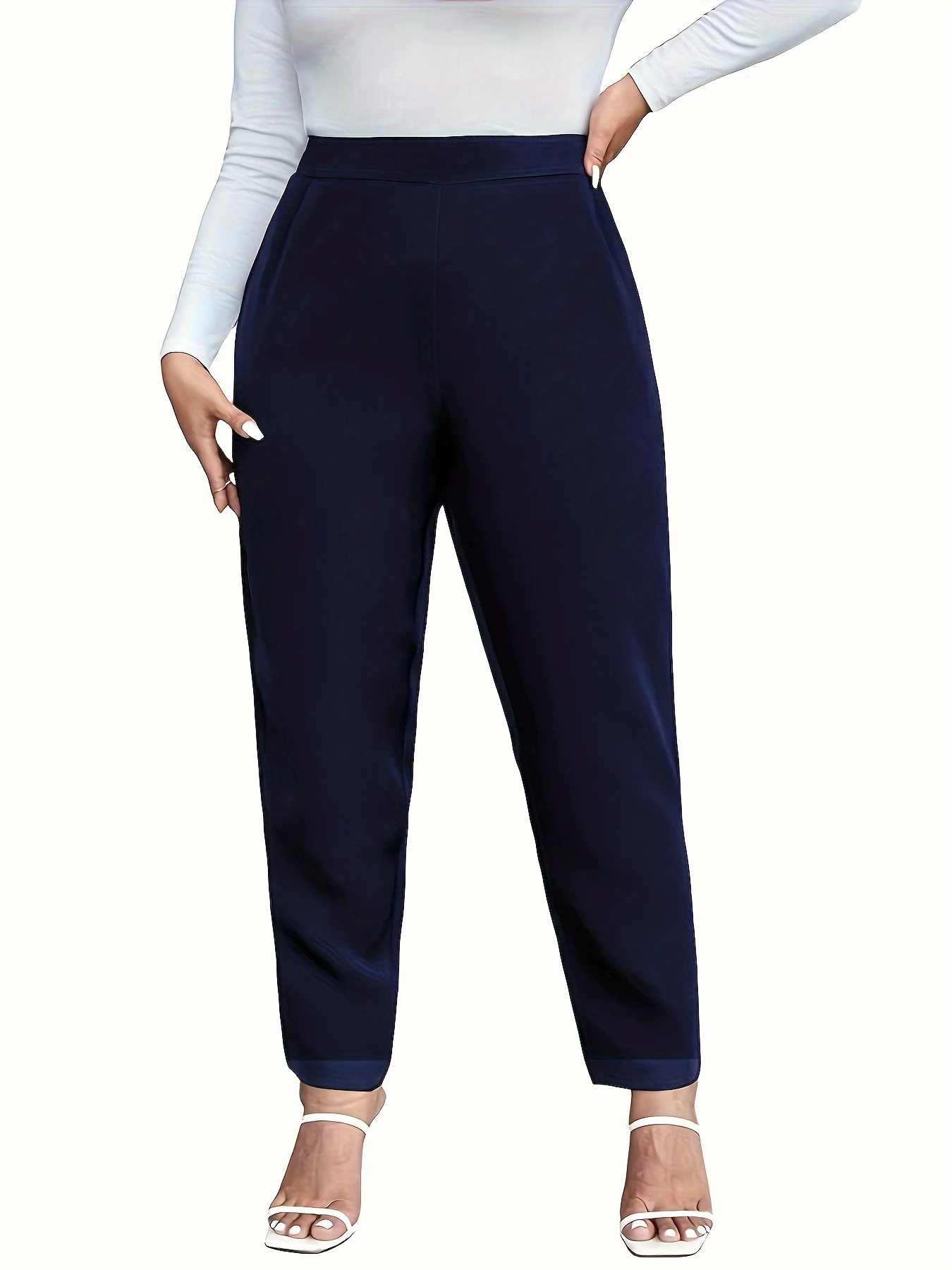 2024 autumn and winter new style women's plus size knitted fabric casual commuting gentle temperament straight leg pants. 17 Sd6bbbeb238e7421fb4f11894c8ed1f76U