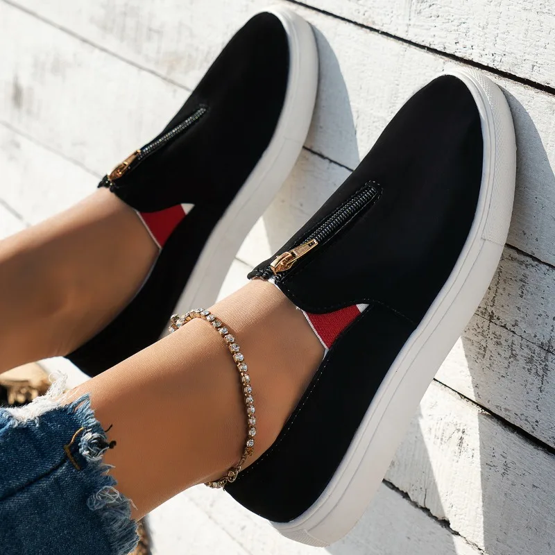 

2024new Spring Women's Sneakers Flat Casual Shoes Slip On Ladies Loafers Vulcanized Shoes Walking Sneaker