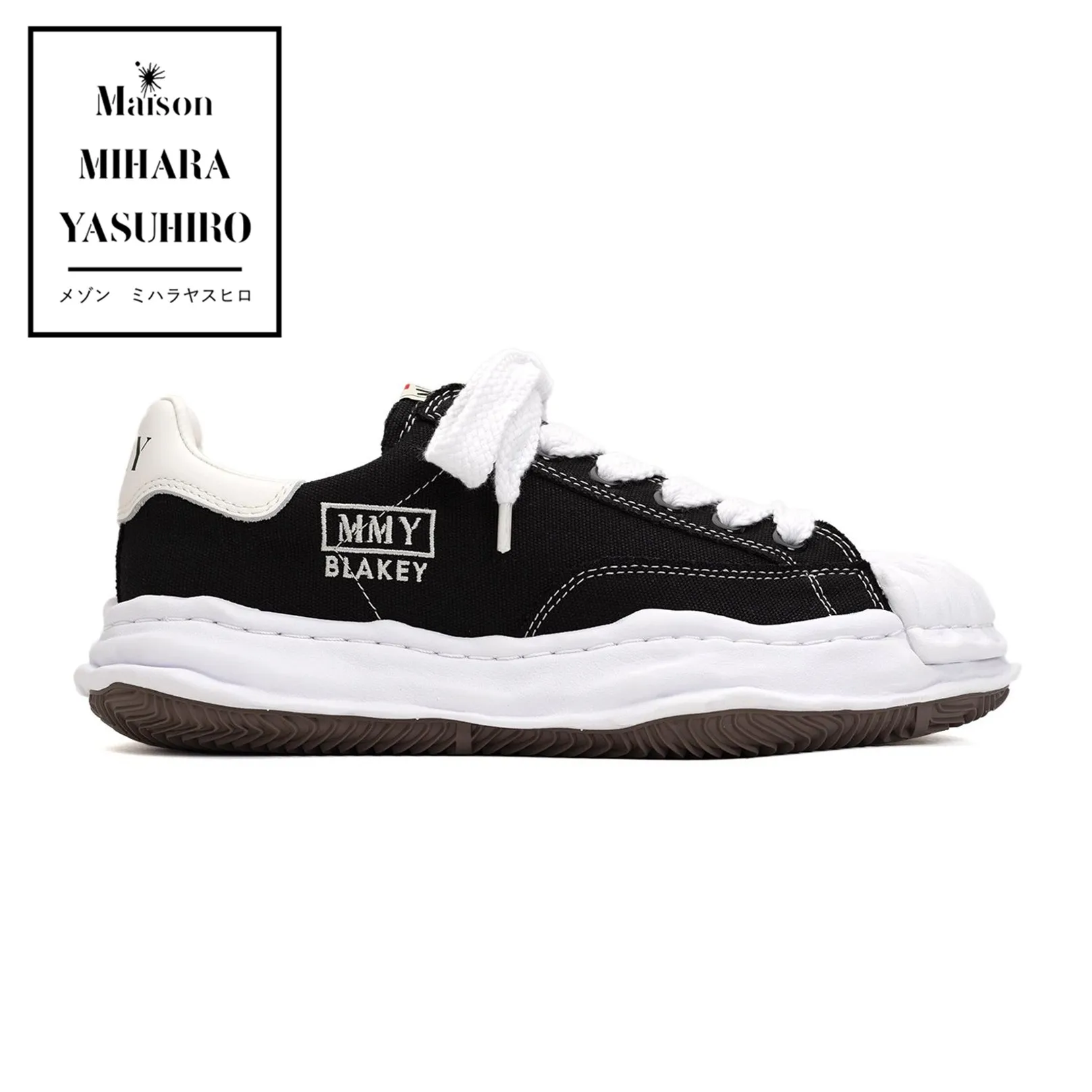 

MMY Maison MIHARA YASUHIRO Wayne BLAKEY VL OG Sole Leather Low-top Sneaker Black White Men's Casual shoes Women's polyester