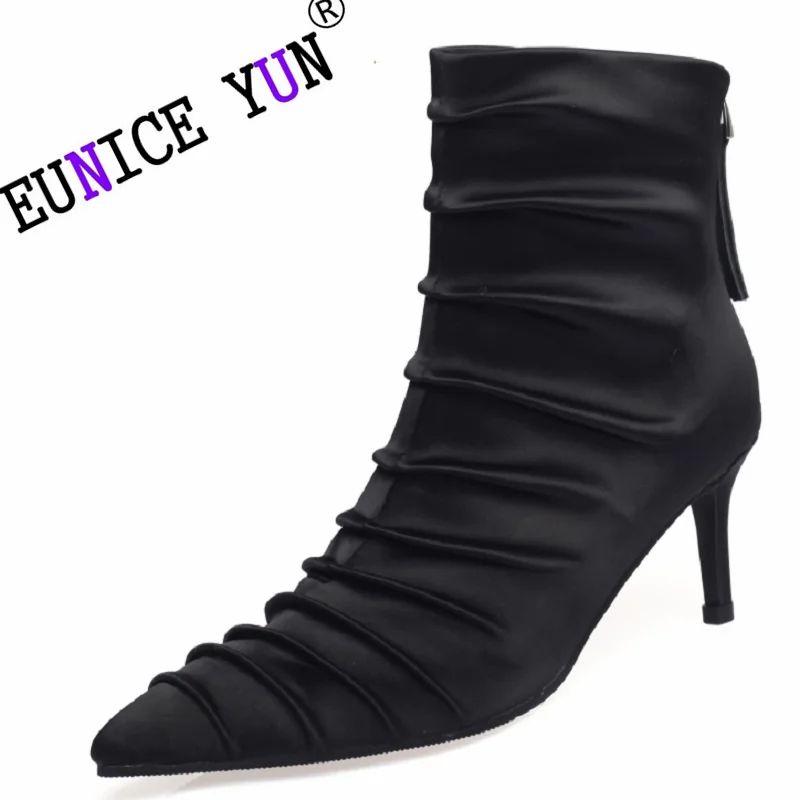 【EUNICE YUN】2023 New Sexy Autumn Winter Warm Shoes Black Thin High Heels Pointed Toe Zipper Dress Party Female Ankle Boots 34-39
【EUNICE YUN】2023 New Sexy Autumn Winter Warm Shoes Black Thin High Heels Pointed Toe Zipper Dress Party Female Ankle Boots 34-39