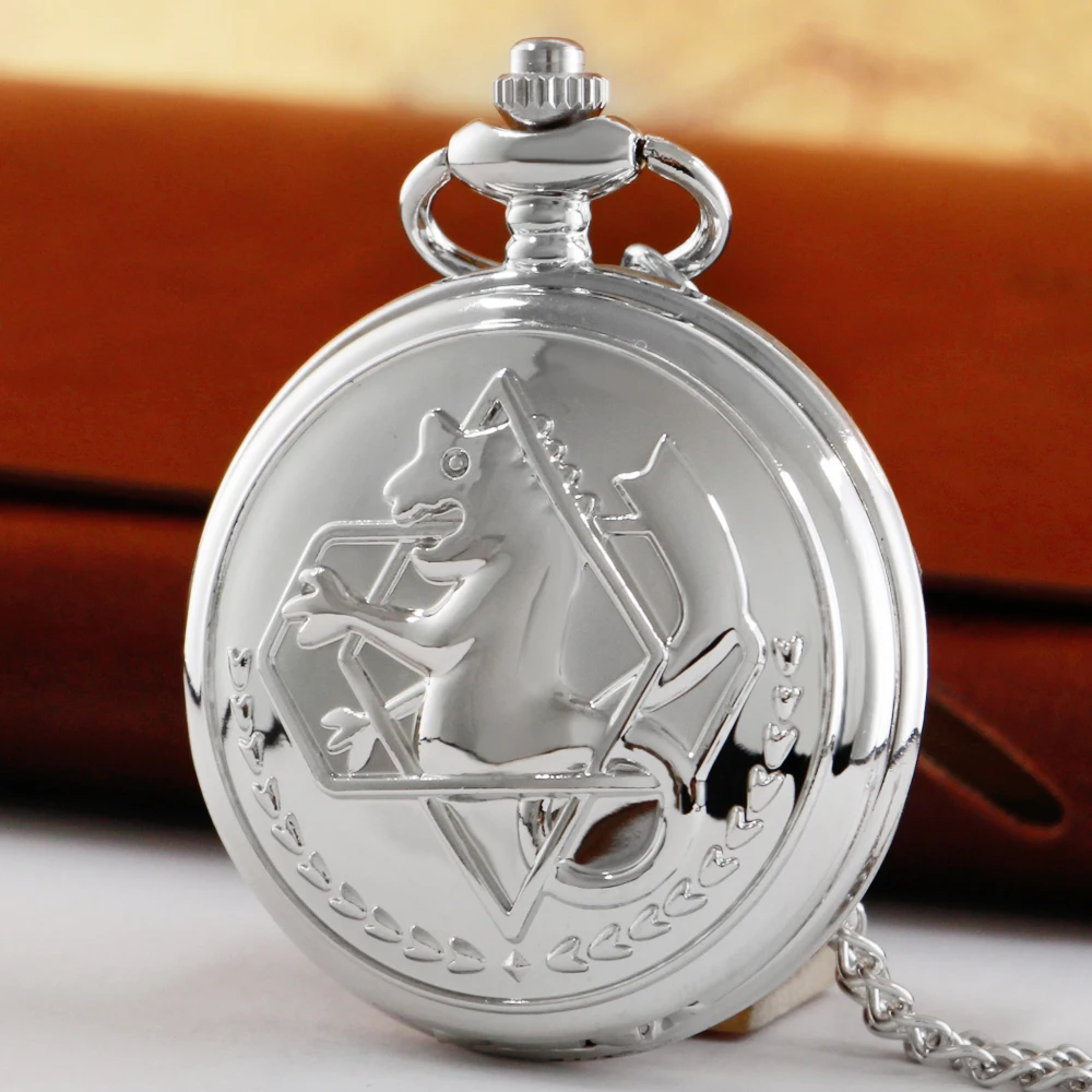 

Alchemist Steampunk Quartz Pocket Watch Silver Case Necklace Pendant Clock Chain Men and Women Christmas Gift reloj hombre