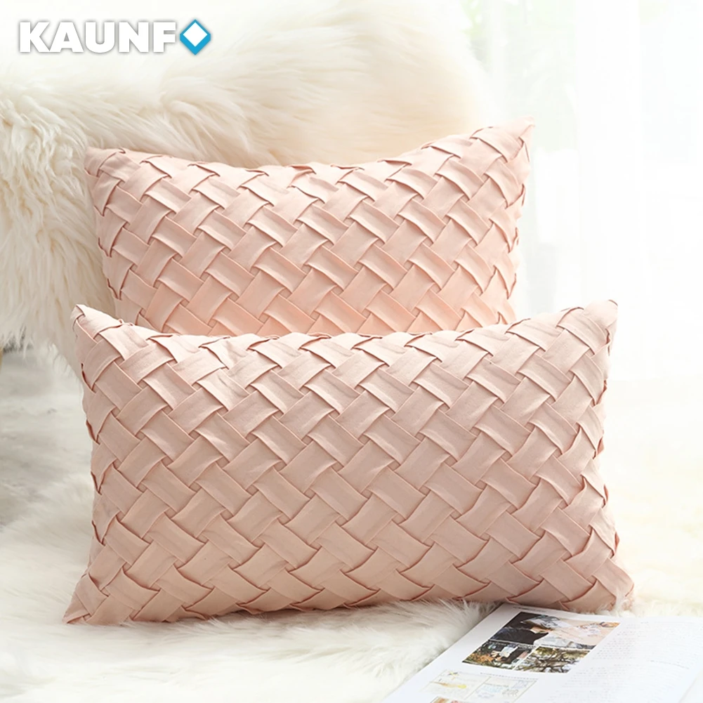 

KAUNFO Weave Design Velvet Cushion Cover 30x50cm/45x45cm Decorative Pillow Cover for Livingroom Decor Sofa Pillowcase