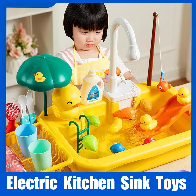 Kids Kitchen Sink Toy Electric Dishwasher Playing Toy with Running Water Pretend Play Food Fishing Toy Role Playing Kitchen Toys
Kids Kitchen Sink Toy Electric Dishwasher Playing Toy with Running Water Pretend Play Food Fishing Toy Role Playing Kitchen Toys