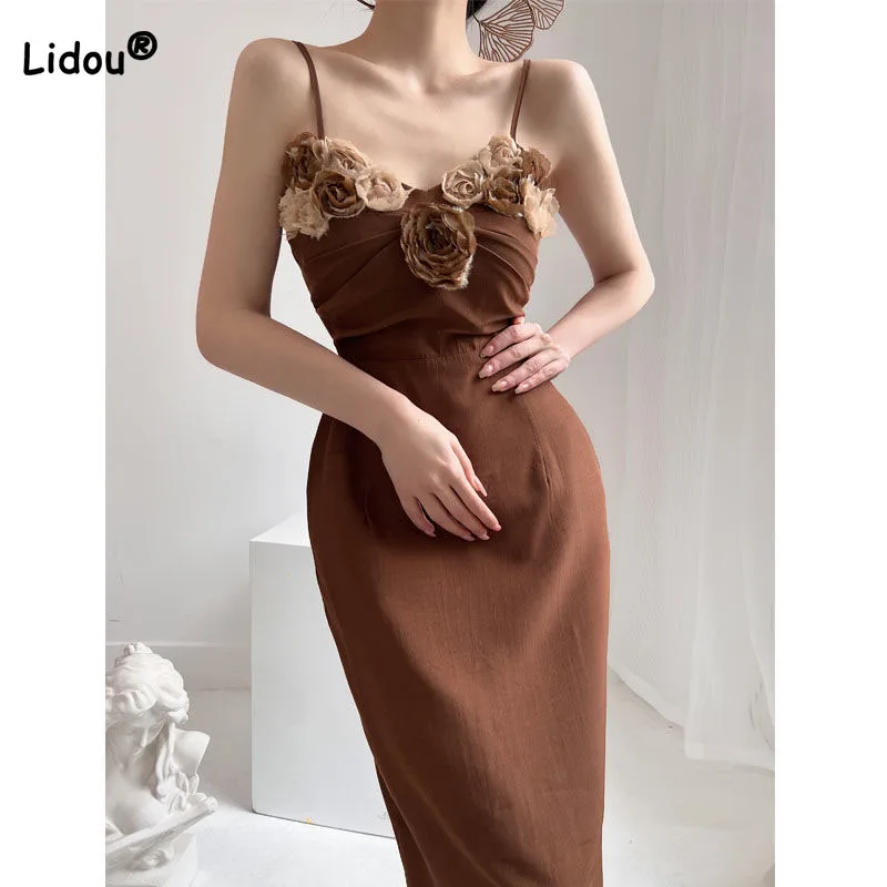 Korean Vintage Female V-Neck Slip Dress Three-dimensional Decoration Spliced Slim Fashion Solid Split Dresses Women's Clothing
Korean Vintage Female V-Neck Slip Dress Three-dimensional Decoration Spliced Slim Fashion Solid Split Dresses Women's Clothing