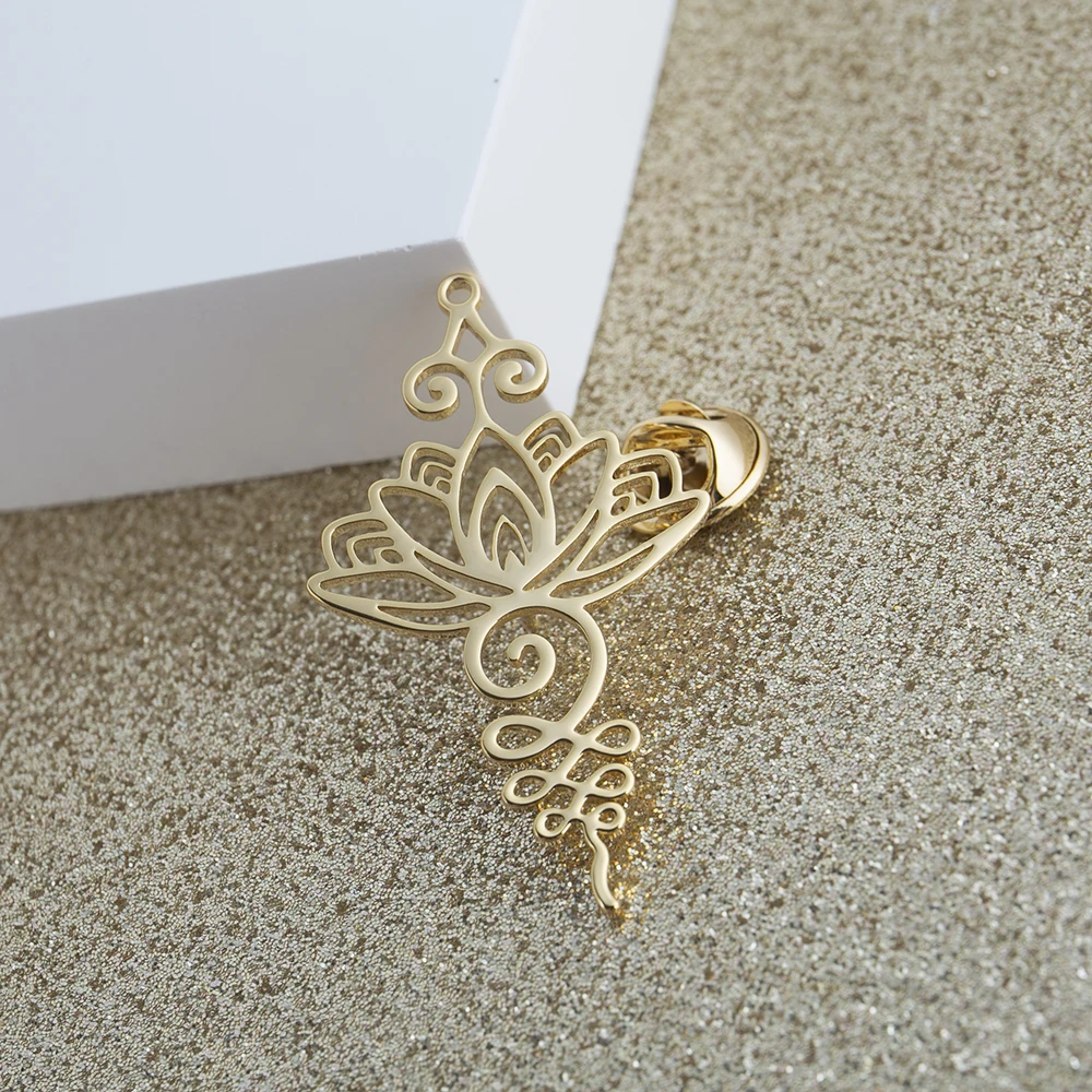 Fashion Stainless Steel Lotus Unalome Brooch Yoga Chakra Symbol Flower of Life Butterfly Buckle Pin Brooch Jewelry for Women
Fashion Stainless Steel Lotus Unalome Brooch Yoga Chakra Symbol Flower of Life Butterfly Buckle Pin Brooch Jewelry for Women
