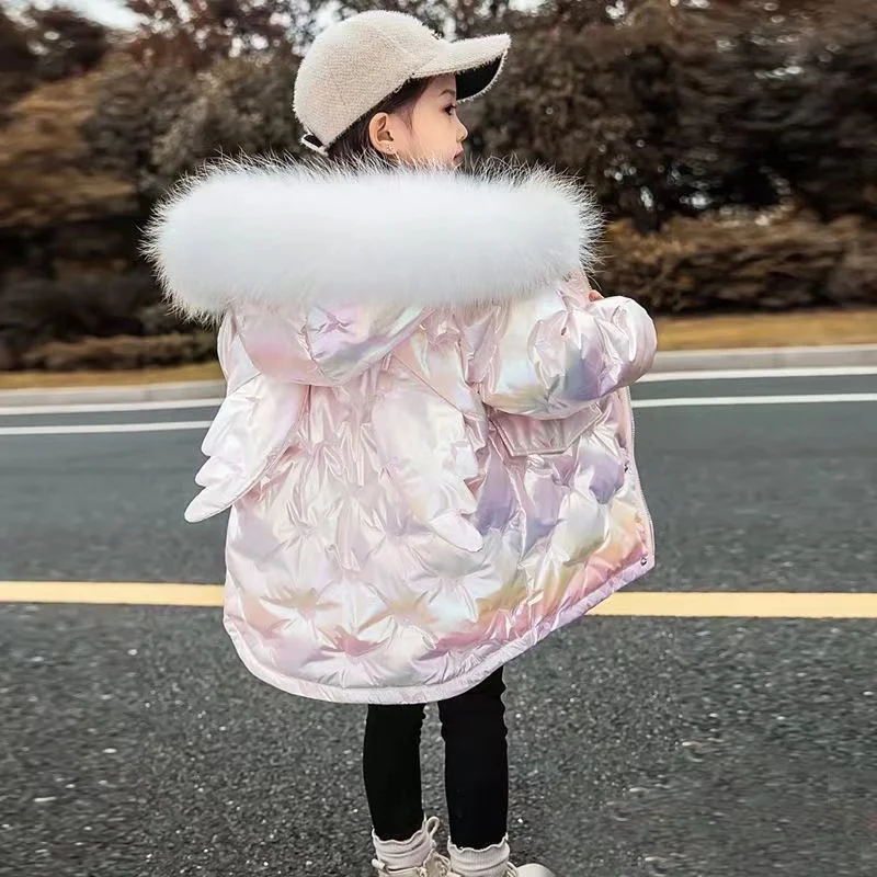 

2024 Winter Down Jacket For Girls Coat Fashion Unicorn Shiny Waterproof Children's Outerwear 3-10 Years Teen Kids Parka Snowsuit