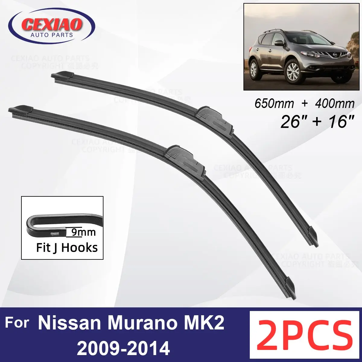 Автомобильный стеклоочиститель для Nissan Murano MK2 2009-2014, передние стеклоочистители, мягкие резиновые стеклоочистители для автомобильного лобового стекла 26 дюймов + 16 дюймов 650 мм + 400 мм
Автомобильный стеклоочиститель для Nissan Murano MK2 2009-2014, передние стеклоочистители, мягкие резиновые стеклоочистители для автомобильного лобового стекла 26 дюймов + 16 дюймов 650 мм + 400 мм