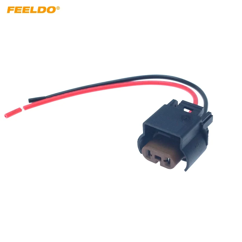 

FEELDO 1PC Car Headlight Lamp Holder Base Bulb Wire Connector For Volkswagen 9006 Socket Wiring Harness Plug Adapter