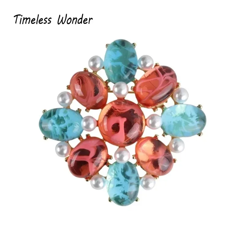 

Timeless Wonder Fancy Zircon Geo Glass Floral Brooch Pins for Women Designer Jewelry Runway Rare Top Punk Luxury Gift Cute 4523
