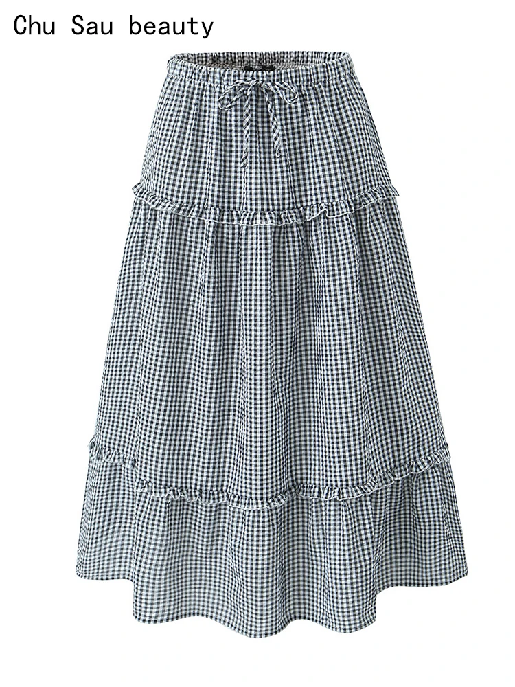 Chu Sau beauty 2024 Women Fashion Sweet Plaid Printed Chic Sashes Midi Skirt Cute Fungus Elastic Waist Cake Skirts Faldas Mujer
Chu Sau beauty 2024 Women Fashion Sweet Plaid Printed Chic Sashes Midi Skirt Cute Fungus Elastic Waist Cake Skirts Faldas Mujer