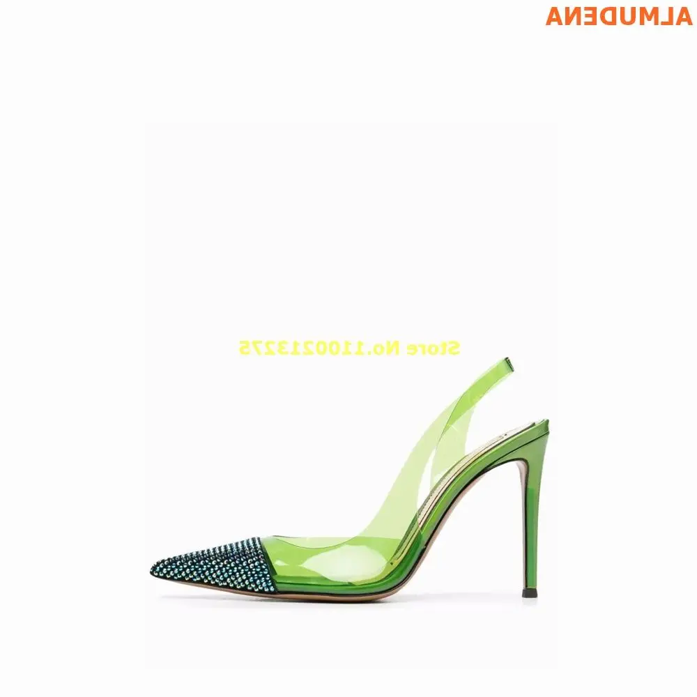 Crystal Pointed Toe Slingback Pumps Clear PVC Patchwork Slip On Stiletto Thin High Heel Fashion Women Pumps Patchwork Shoes
Crystal Pointed Toe Slingback Pumps Clear PVC Patchwork Slip On Stiletto Thin High Heel Fashion Women Pumps Patchwork Shoes