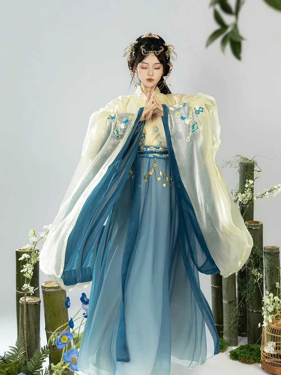 

New Hanfu Dress Folk Dance Costume Chinese Traditional National Fairy Costume Ancient Han Dynasty Princess Stage Outfits Trend