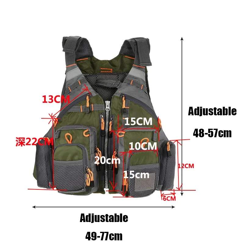 

Fishing Vest Breathable Outdoor Sports Fly Swimming Life Waistcoat Survival Utility Fly Vest with Chest Pockets Co