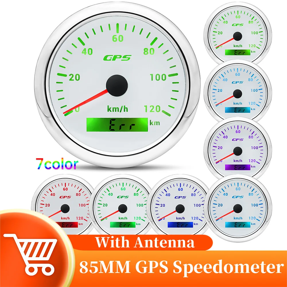 85MM Waterproof GPS Speedometer 120 KM/H Speed Meters With GPS Antenna Boat Car Truck Speed Gauge Meter For Motorcycle Marine
85MM Waterproof GPS Speedometer 120 KM/H Speed Meters With GPS Antenna Boat Car Truck Speed Gauge Meter For Motorcycle Marine
