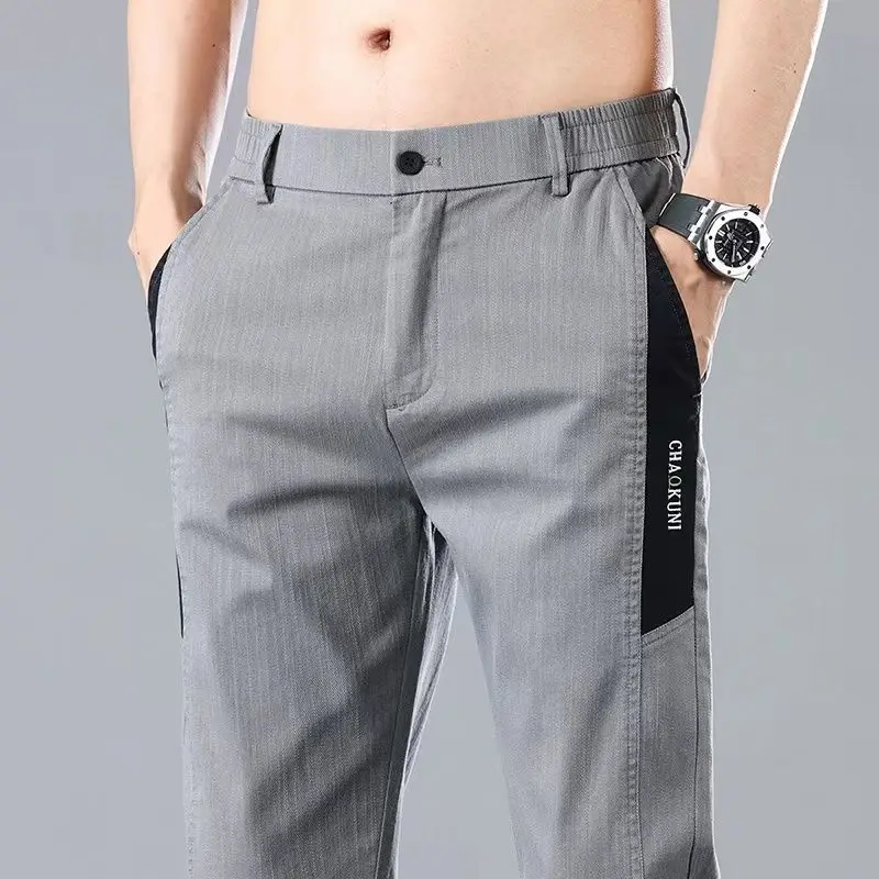 

Business and Leisure Summern New Men Patchwork Solid Color Pants Fashion Commuting Comfortable Middle Age All-match Casual Pants