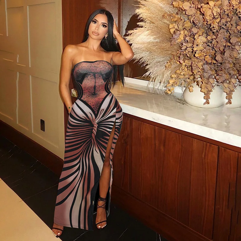 Women Dresses Vintage Butterfly Oil Painting Print Wrap Strapless High Split Dresses Prom Casual Gowns
Women Dresses Vintage Butterfly Oil Painting Print Wrap Strapless High Split Dresses Prom Casual Gowns