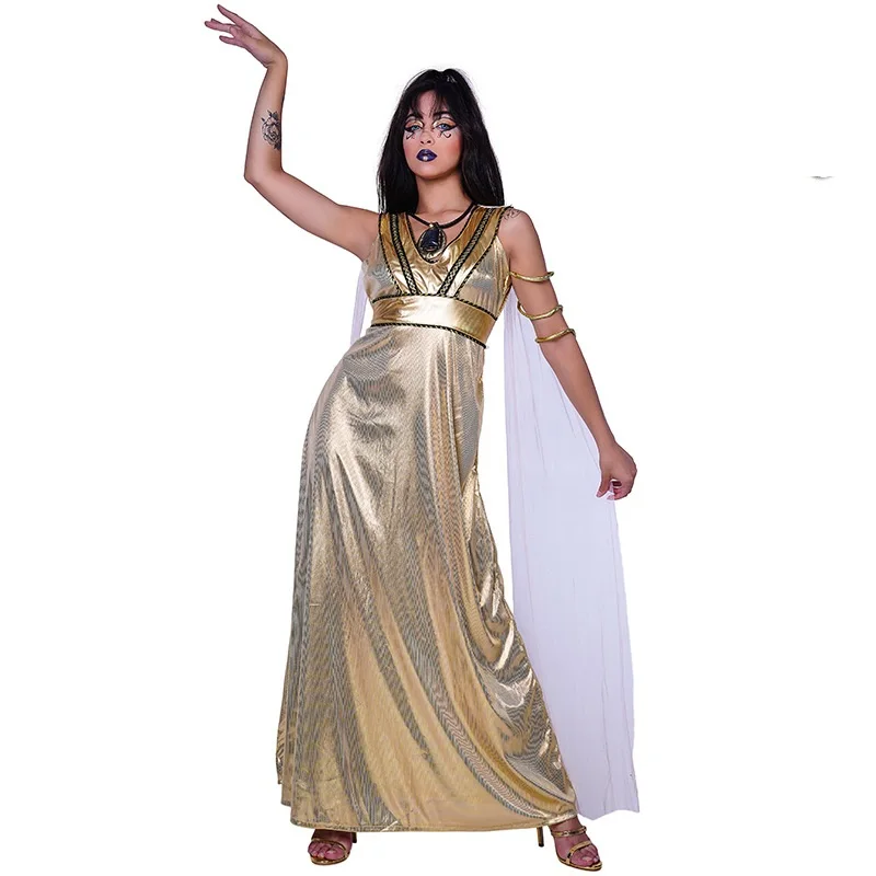 Ancient Egypt Cleopatra Modern Drama Sexy Golden dress Cosplay Costume Halloween Woman
Ancient Egypt Cleopatra Modern Drama Sexy Golden dress Cosplay Costume Halloween Woman