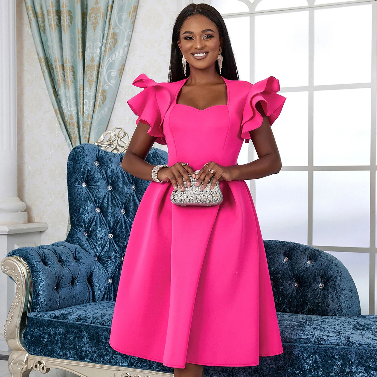 Butterfly Sleeve Pleated A-Line Dress Evening Party Dress Women Elegant Sleeveless Loose High Waist Ruffles Ball Gown Dress 2024
Butterfly Sleeve Pleated A-Line Dress Evening Party Dress Women Elegant Sleeveless Loose High Waist Ruffles Ball Gown Dress 2024