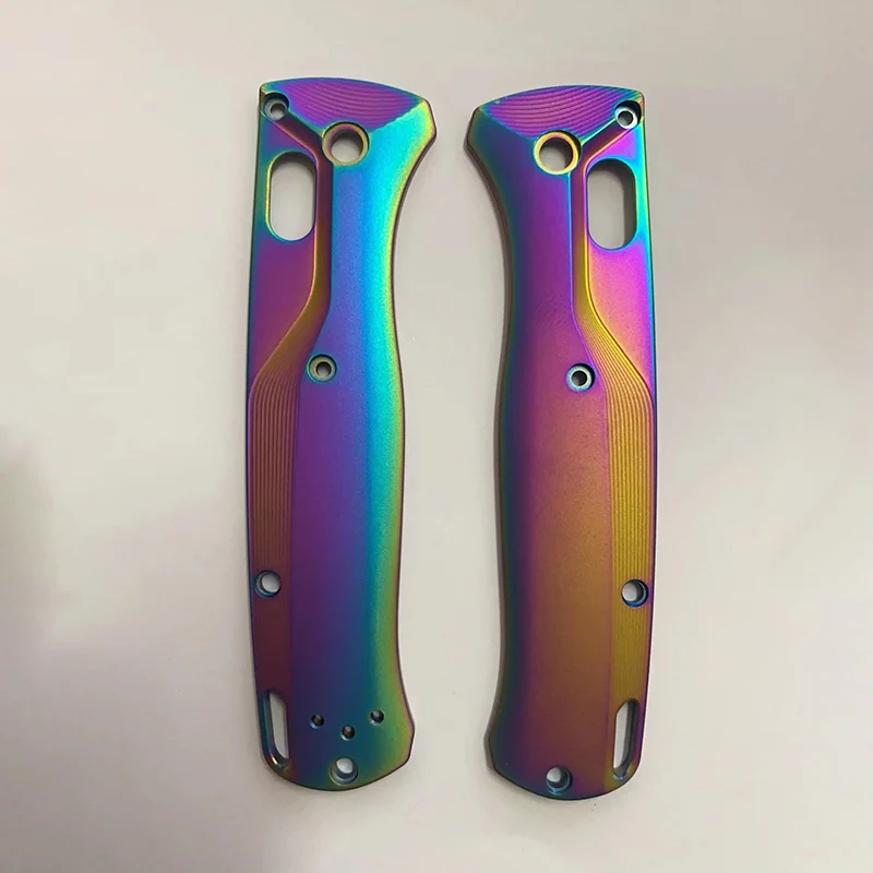 

3 Patterns Colorful Roasted Titanium Alloy Knife Handle Scales For Genuine Benchmade Bugout 535 Knives Grip DIY Make Accessories