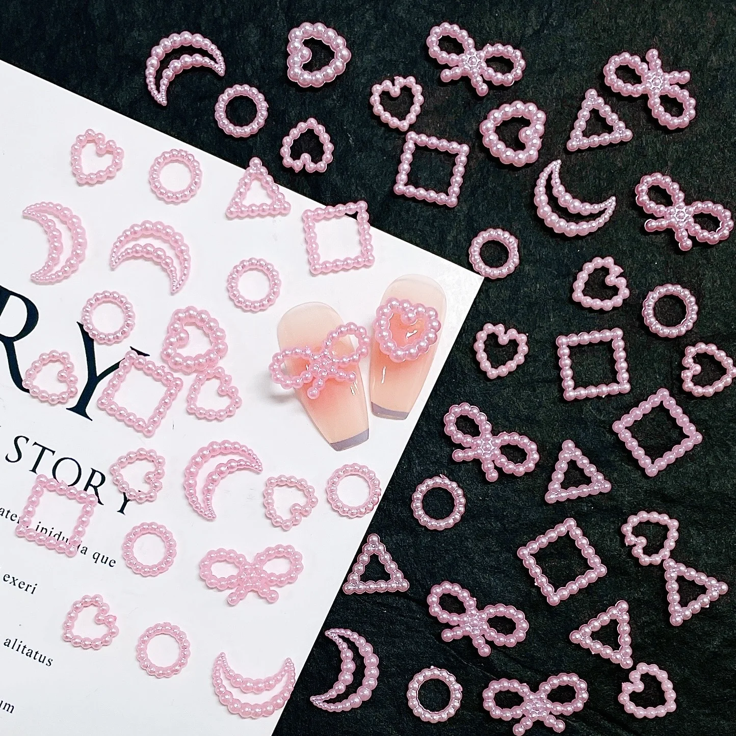 30pcs nail part jewelry pink pearl Bowknot Heart Moon mix shape 3D Nail Decoration DIY Manicure Art Accessories NJ-06
30pcs nail part jewelry pink pearl Bowknot Heart Moon mix shape 3D Nail Decoration DIY Manicure Art Accessories NJ-06