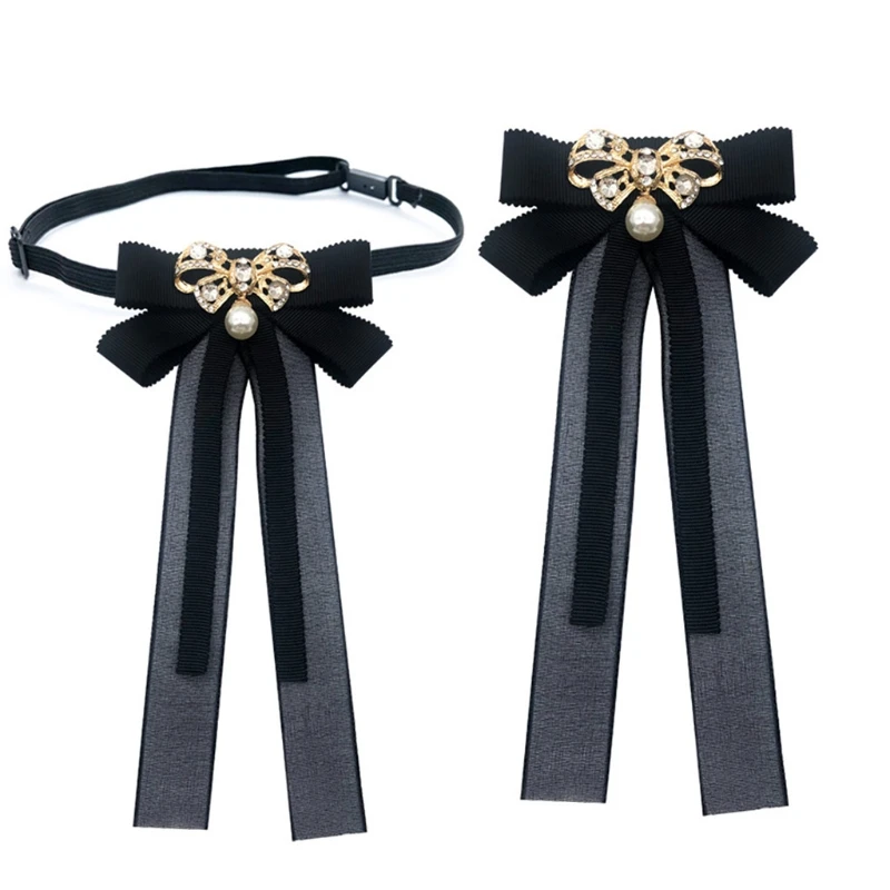 Japanese Women Student Pre Bow Tie Brooch with Pearl for Rhinestone Long Ribbon Bowknot Jewelry Uniform Shirt Collar Pin
Japanese Women Student Pre Bow Tie Brooch with Pearl for Rhinestone Long Ribbon Bowknot Jewelry Uniform Shirt Collar Pin