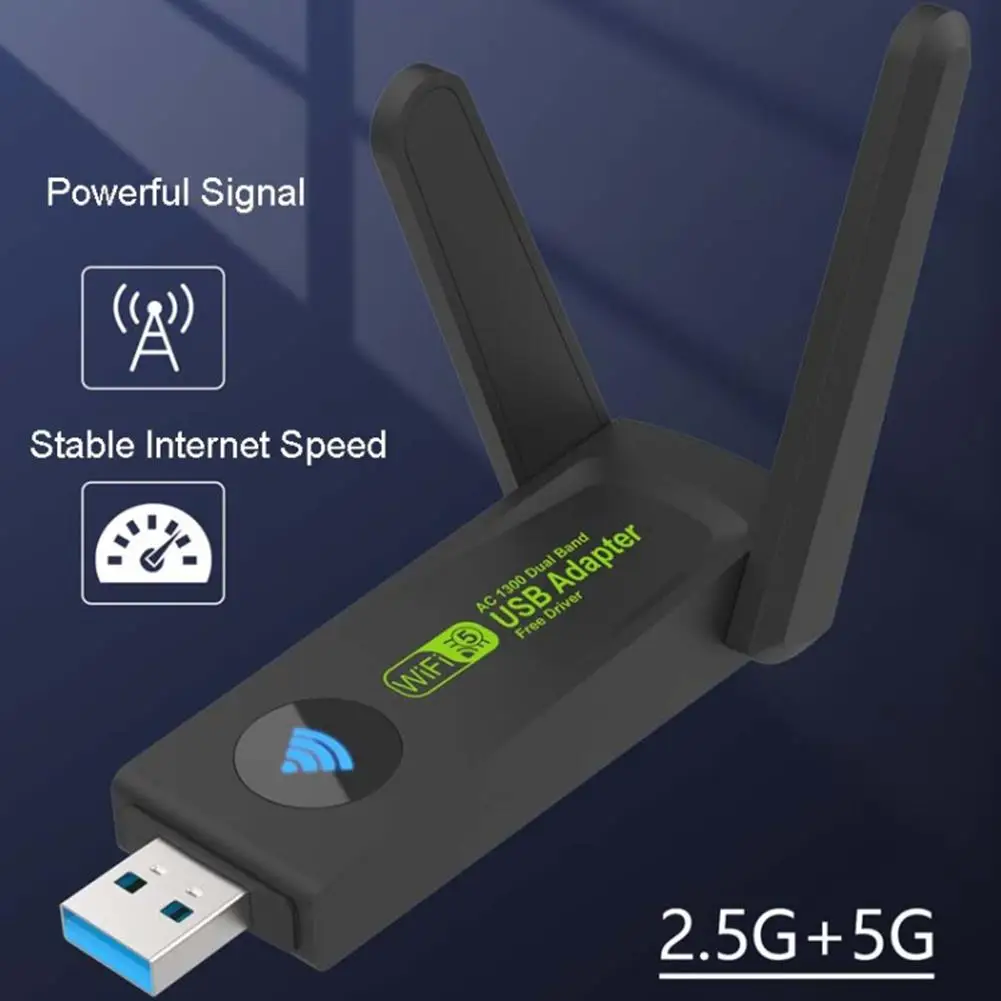1300Mbps WiFi USB Adapter Dual Band 2.4G/5Ghz Wi-Fi Dongle 802.11AC Powerful Antenna Wireless Receiver For PC Laptop
1300Mbps WiFi USB Adapter Dual Band 2.4G/5Ghz Wi-Fi Dongle 802.11AC Powerful Antenna Wireless Receiver For PC Laptop
