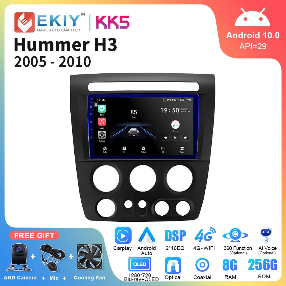 

EKIY KK5 Android 10 Car Radio For Hummer H3 1 2005 - 2010 AI Voice Multimedia Video Player Auto Carplay Navigation GPS Head Unit