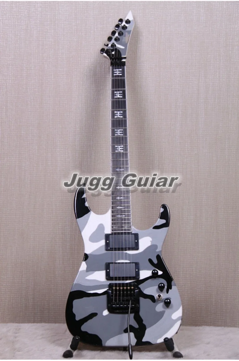 

Hand Work Jeff Hanneman Signature Urban Camo Electric Guitar H Dagger Inlay China EMG Pickups 9V Battery Box Black Hardware