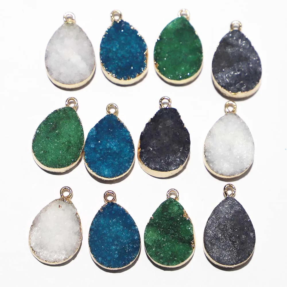 Natural Stone Water Drop Pendants Druzy Crystal Druse Tooth Agates Gilded Edge Necklace Charms Exquisite Jewelry Wholesale 7Pcs
Natural Stone Water Drop Pendants Druzy Crystal Druse Tooth Agates Gilded Edge Necklace Charms Exquisite Jewelry Wholesale 7Pcs